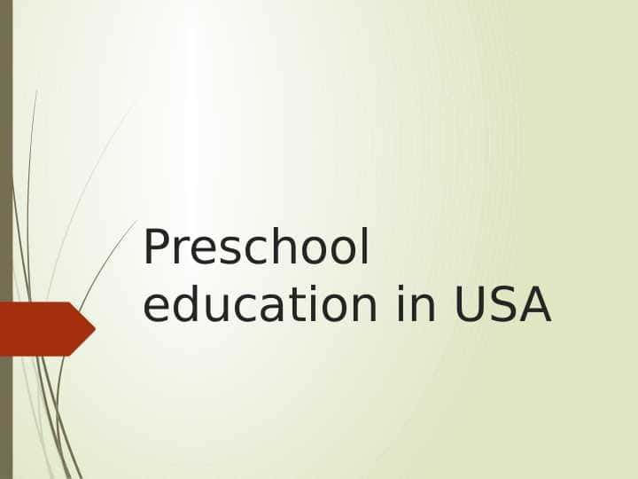 Preschool education in USA 1