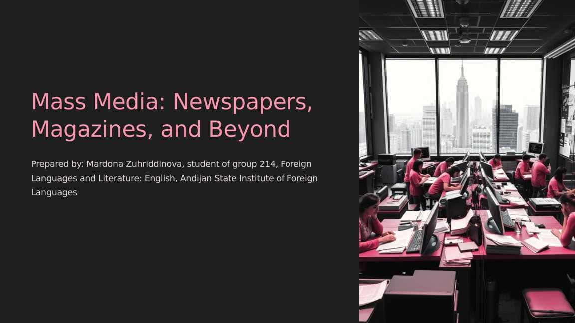 Mass media. Words related to newspaper and magazine. Types of newspapers
