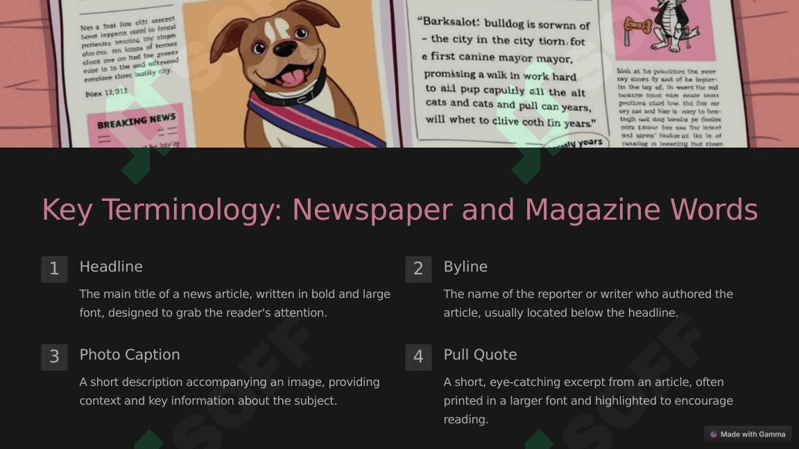 Mass media. Words related to newspaper and magazine. Types of newspapers 3