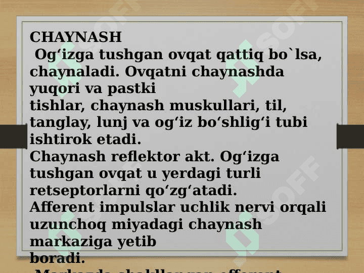 Hazm tizimi faoliyati. Oģiz bòshliģi va medada ovqat hazm bòlishi. 5