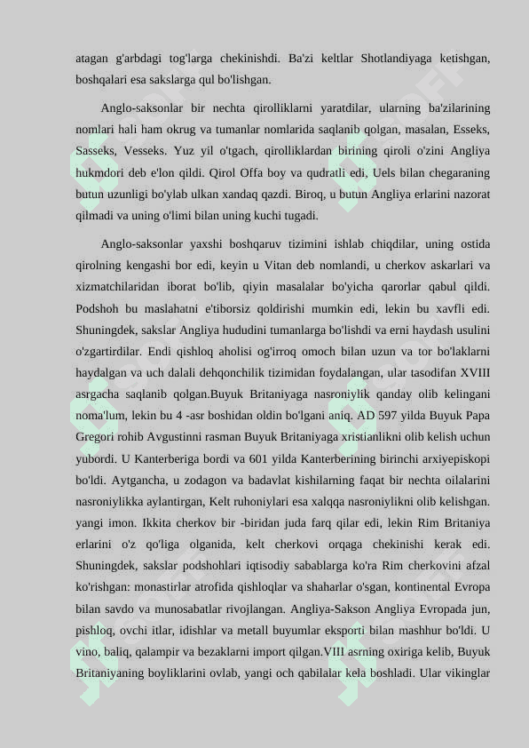 Qadimgi Britaniya qirolliklari. Britaniya tarixi qadim zamonlardan o'rta asrlargacha 4