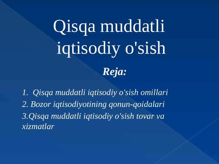 Qisqa muddatli iqtisodiy o'sish 1