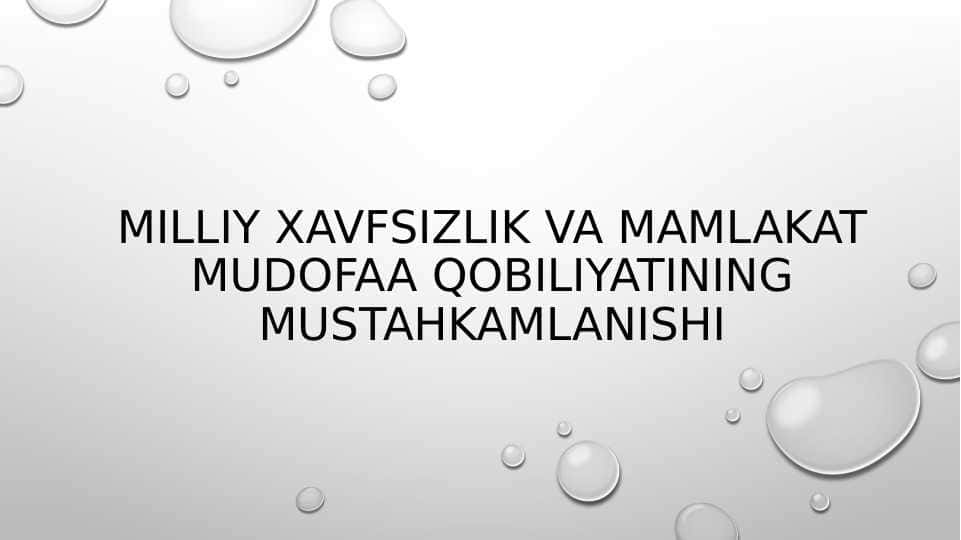 Milliy xavfsizlik va mamlakat mudofaa qobiliyatining mustahkamlanishi 1