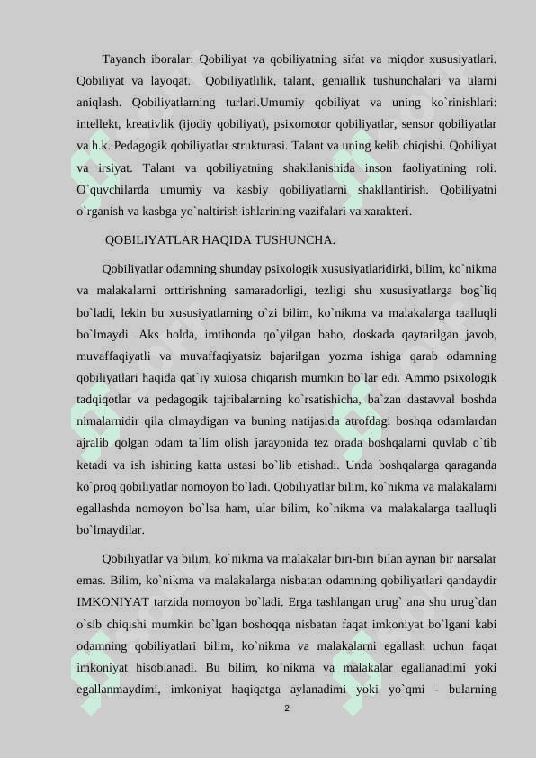 Qobiliyat... . Qobiliyat turlari va ularning rivojlanishi 2