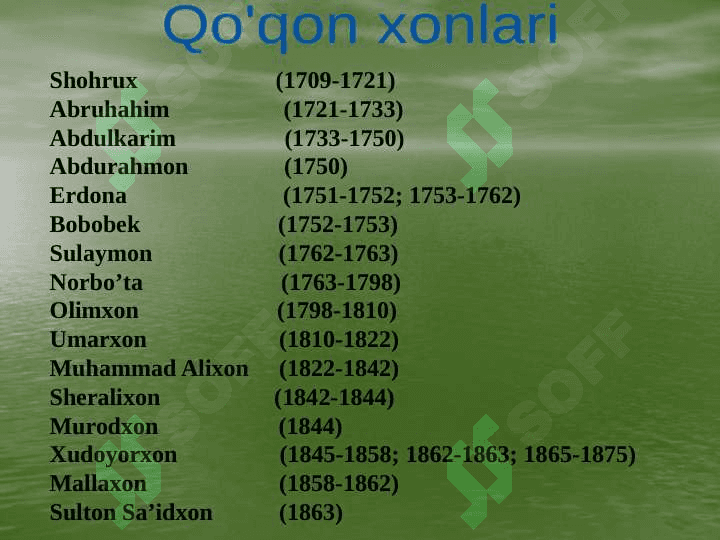 XIX ASR OʻRTALARIDA QOʻQON XONLIGI 4