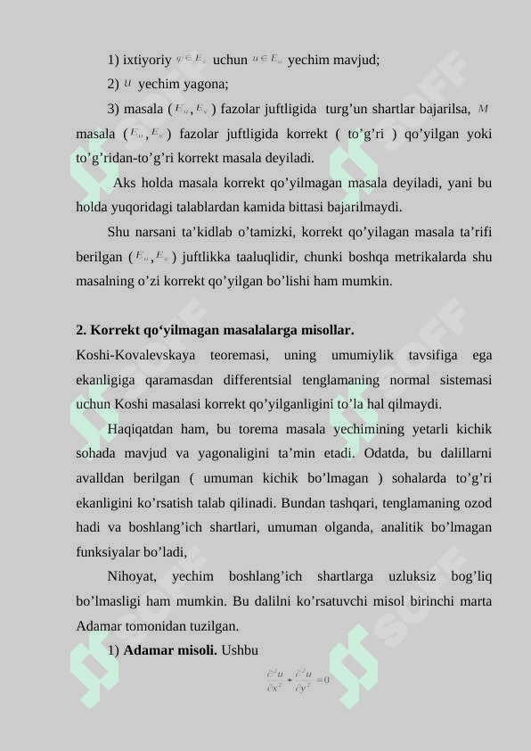 Korrekt qo’yilgan masala tushunchasi 3