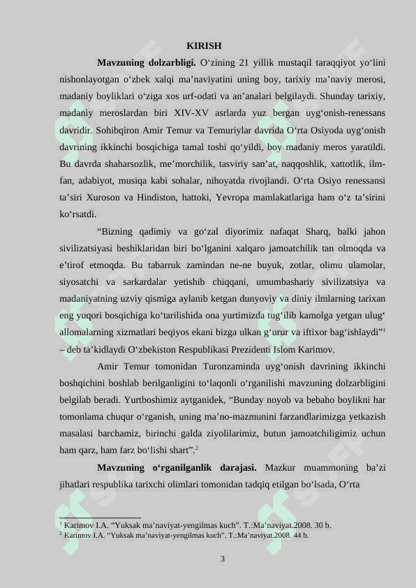 XIV-XV asrlarda O‘rta Osiyoda yuz bergan yangi renessans davri xalqimizning jahon sivilizatsiyasiga qo‘shgan hissasi 3