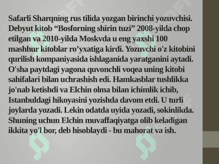 Elchin Safarli va uning “Qaytganimda uyda bo’l” asarining badiiy xususiyatlari 4