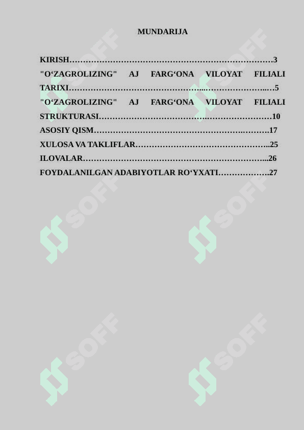 O'ZAGROLIZING  amalyot hisoboti 2