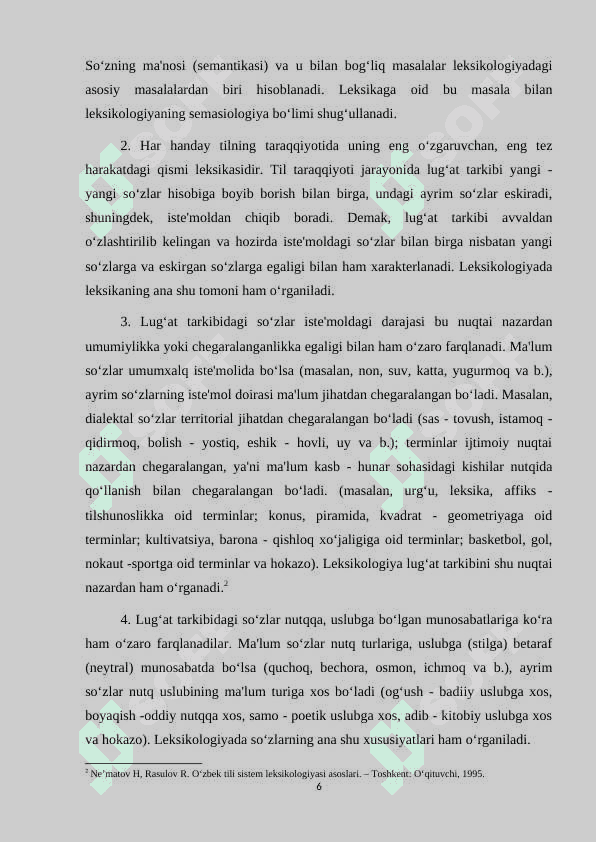 Leksikologiyaning obyekti. Soʻz va leksema munosabati KURS ISHI.1.docx 6