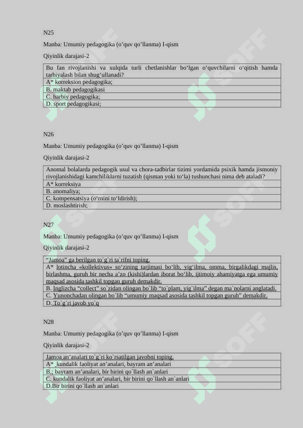 Umumiy pedagogika test javoblari bilan 7