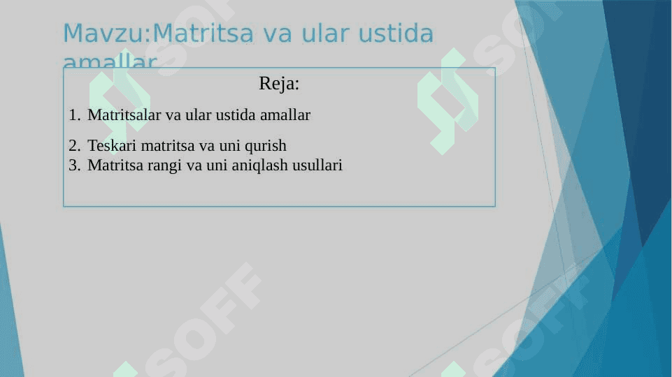 Matritsa va ular ustida amallar 2