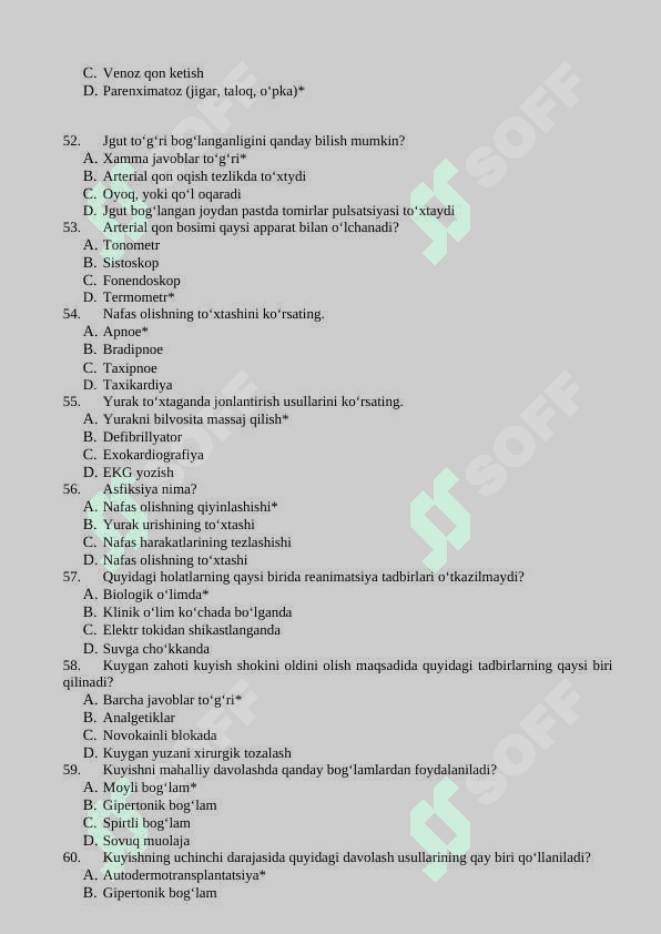 Hayot faoliyati xavfsizligi fanidan yakuniy nazorat uchun test savolari javoblari bilan 7