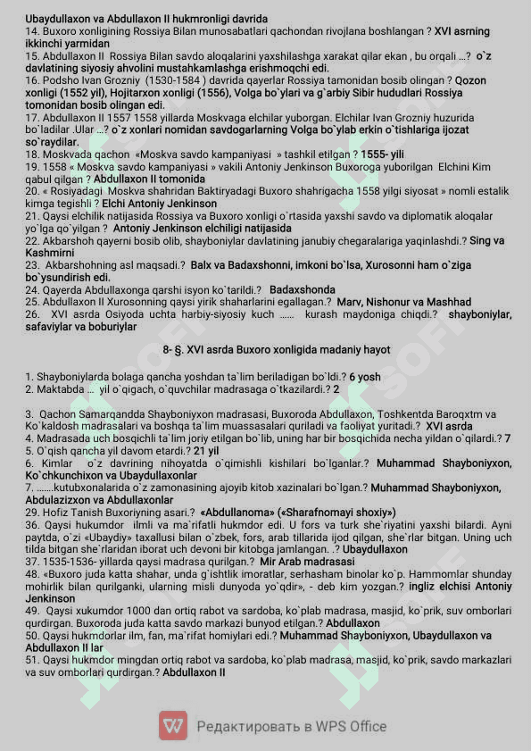 Tarix Savol javob 6