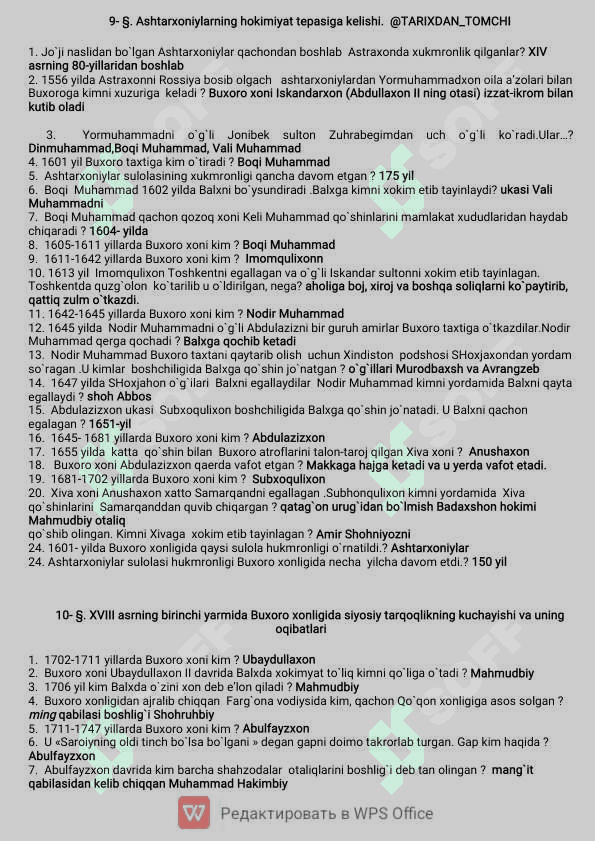 Tarix Savol javob 7