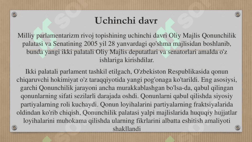 O’zbekistonda demokratik, fuqarolik jamiyati asoslarining shakllanishi, amalga oshirilgan siyosiy islohotlar 7
