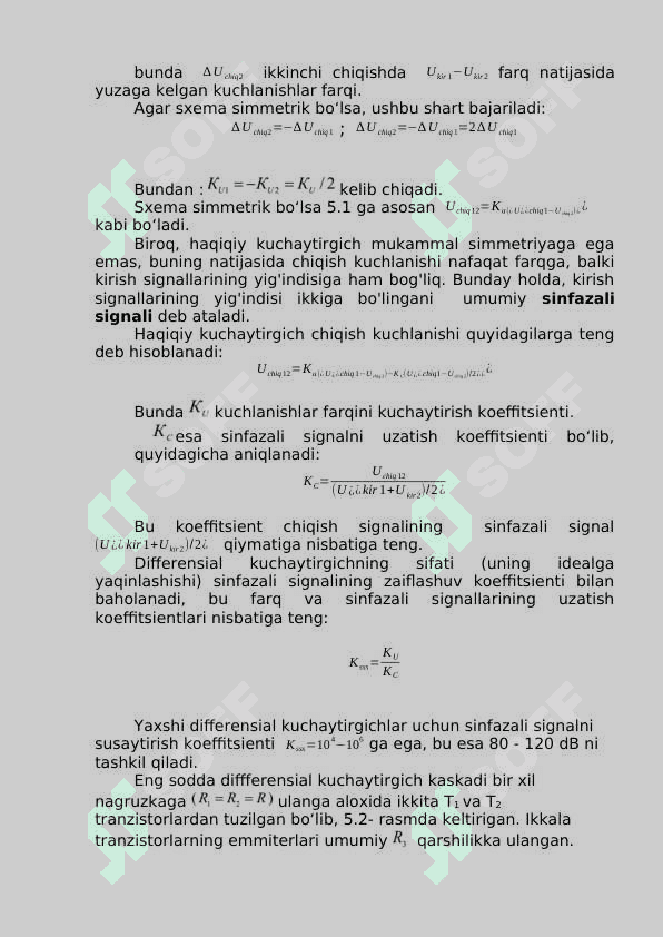 Differnsial kuchaytirgichlar 2