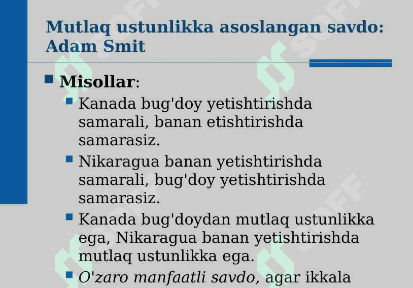 Qiyosiy ustunlik qonuni 8