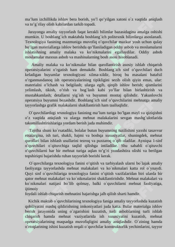 Texnologiya ta’limi va tarbiyasining maqsad va vazifalar 4