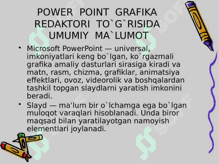 Multimedia. Power Point dasturining asosiy elementlari 3