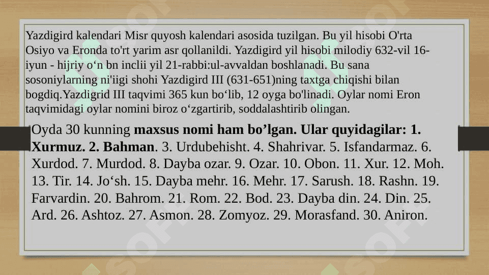 Kalendarlar  va uning turlari. Sharq mamlakatlari kalendarlari. Eron va Misr Quyosh kalendarlari 2
