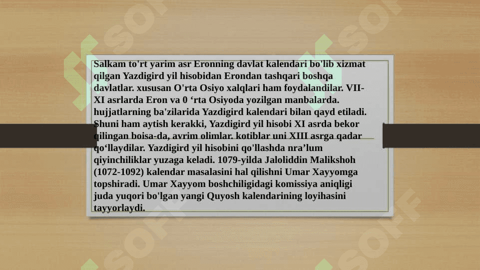 Kalendarlar  va uning turlari. Sharq mamlakatlari kalendarlari. Eron va Misr Quyosh kalendarlari 3