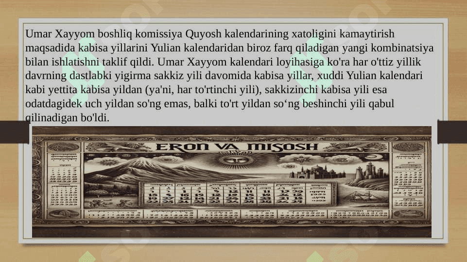 Kalendarlar  va uning turlari. Sharq mamlakatlari kalendarlari. Eron va Misr Quyosh kalendarlari 4