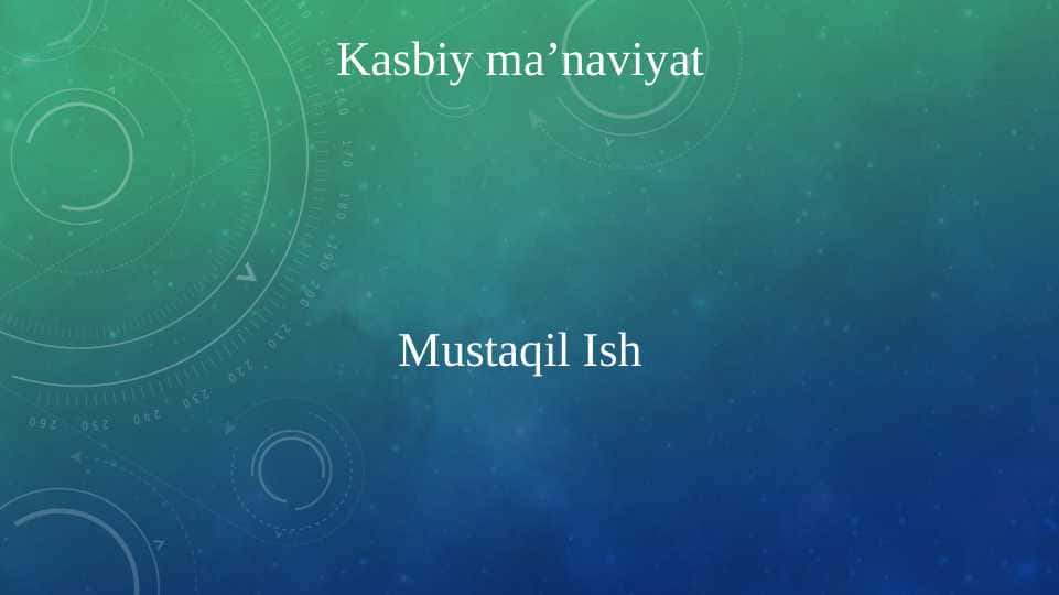 Kasbiy maʼnaviyat 1