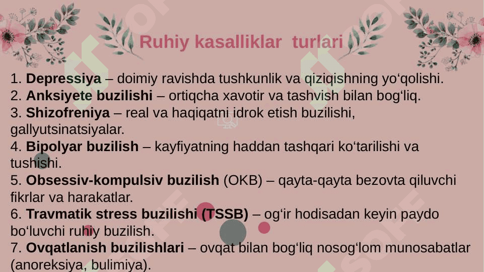 Ruhiy kasalliklar haqida tushuncha 4