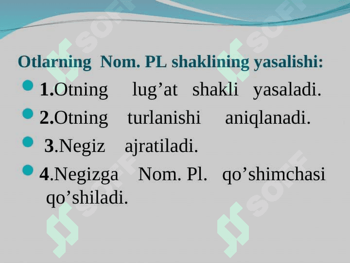 Ot  va sifatlarning  bosh kelishik qo’shimchalari ko’plikda 2
