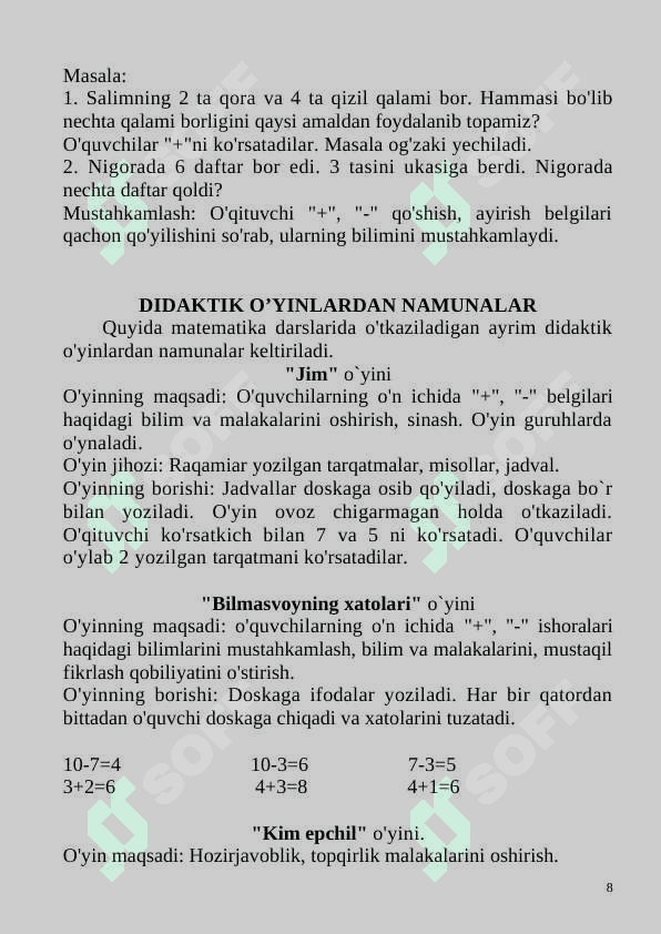 didaktik o'yinlar 8