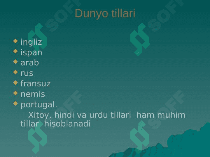Dunyo tillari tasnifi 2