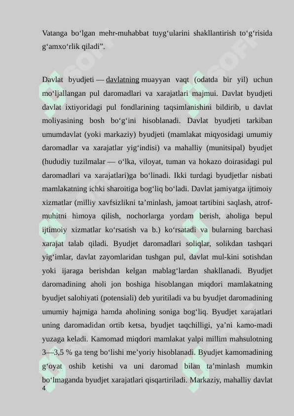 Davlat budjeti va davlat maqsadli jamg‘armalari budjeti ijrosi bo‘yicha budjet hisobini tashkil etish. 4