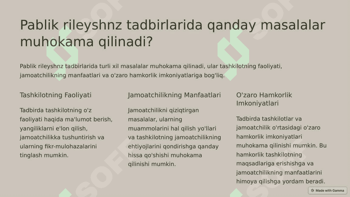 PABLIK RILEYSHNZ CHORA-TADBIRLARI 7