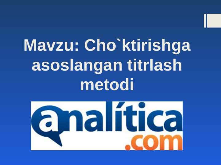 Cho`ktirishgа аsоslаngаn titrlаsh mеtоdi 1