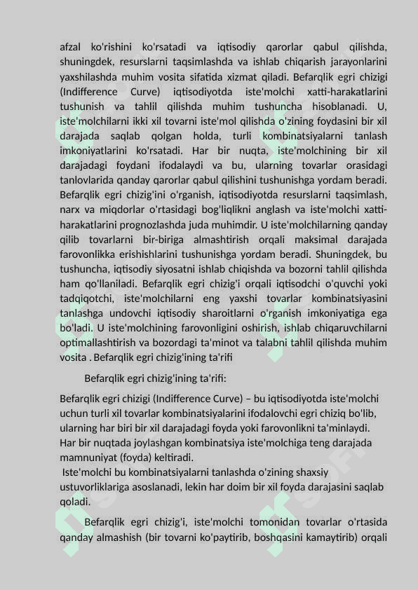 Befarqlik egri chizigi va uning  xsusiyatlari. 5