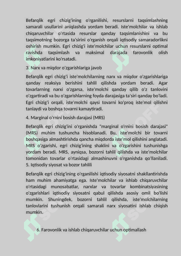 Befarqlik egri chizigi va uning  xsusiyatlari. 7