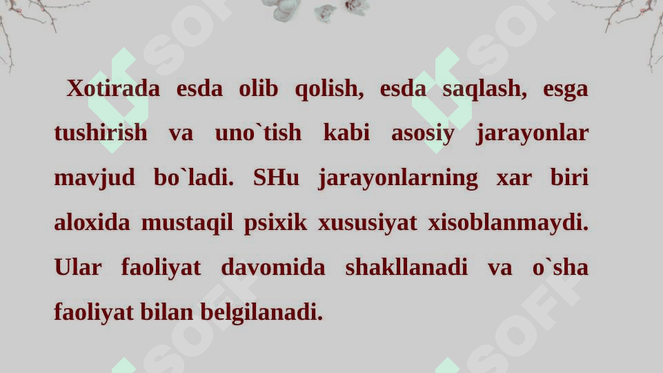 XOTIRA TURLARI VA UNING JARAYONLARI 4