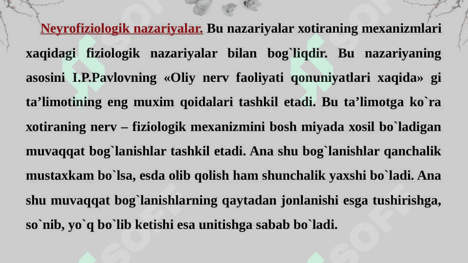 XOTIRA TURLARI VA UNING JARAYONLARI 8