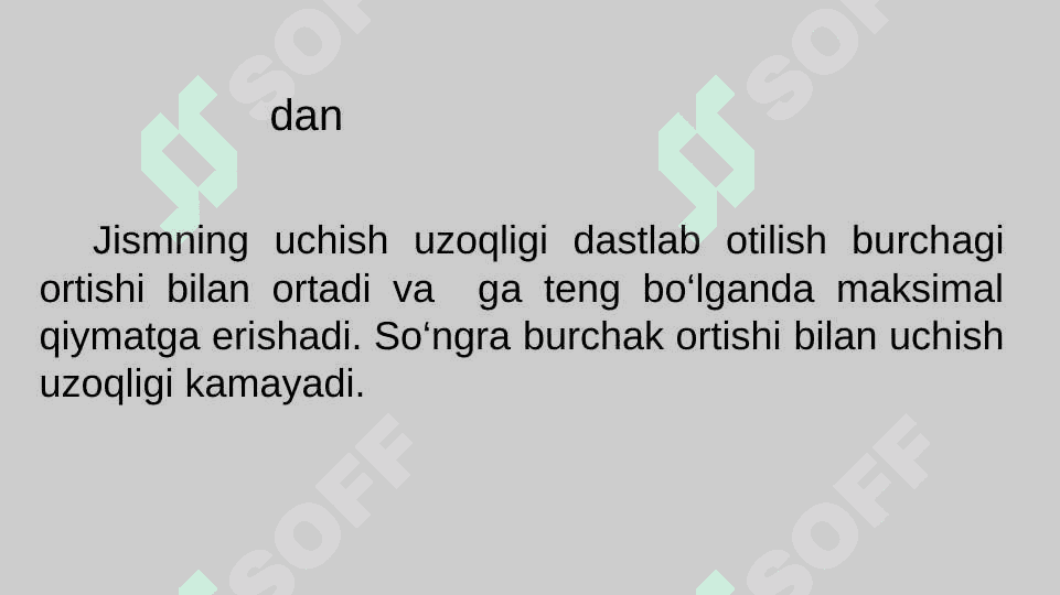 Gorizontga qiya otilgan jism harakati 5