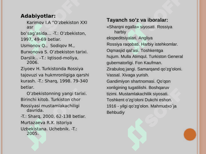 Rossiya imperiyasining Turkistonni bosib olishi, uning istibdodiga qarshi milliy ozodlik kurashi. Jadidchilik 2