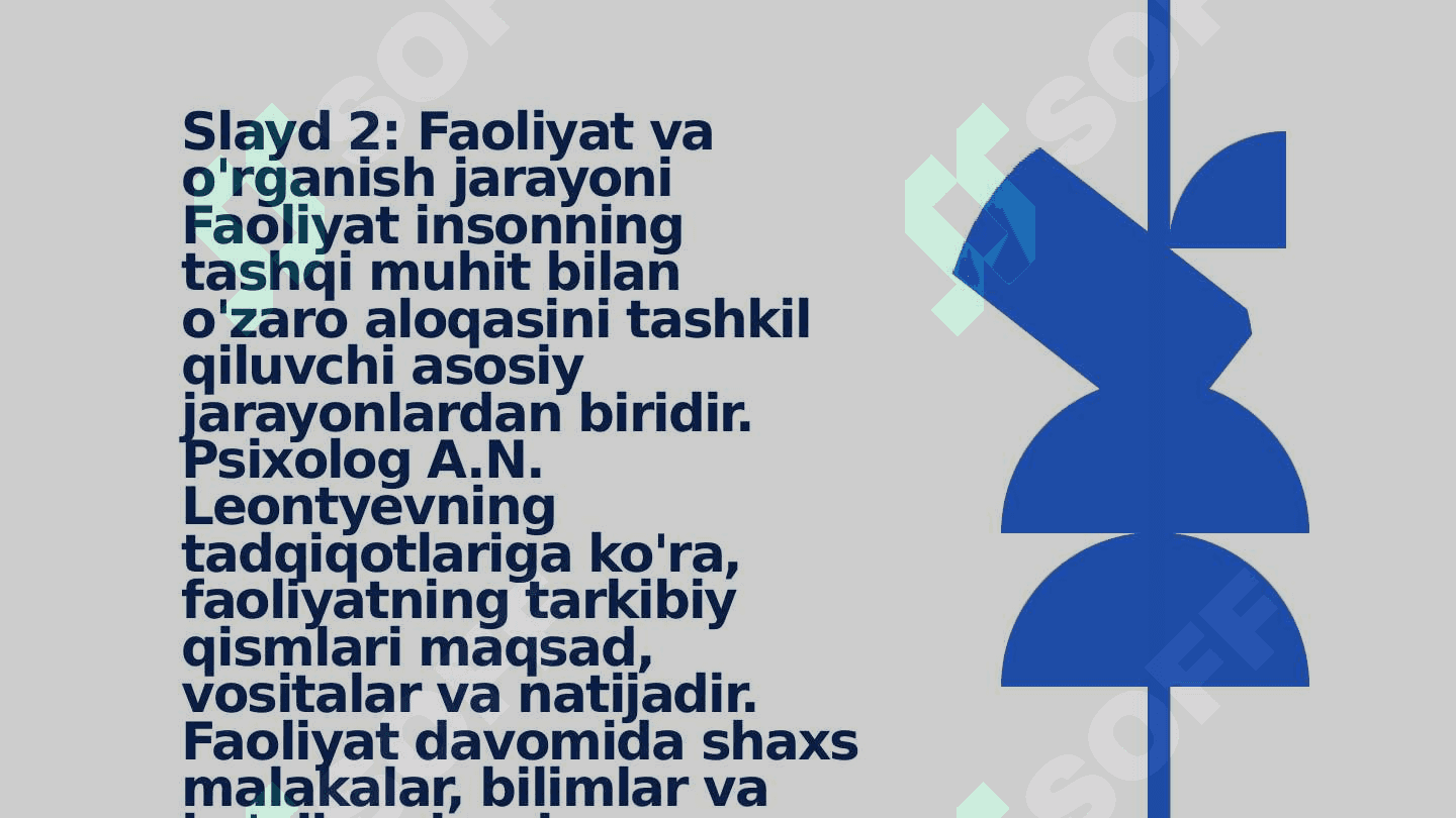 faoliyatning o'zlashtirilishi va malakalarni egallash, motivatsiya va uning turlari 3