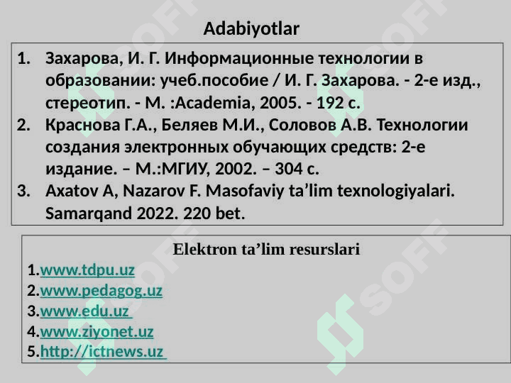 MOOC (massive open online courses – mashxur ochiq onlayn kurslar) haqida. MOOC platformalari turlari va vazifalari. Coursera, Khan Academy, Lektorium, EdX, Udemy platformalari bilan tanishish. 3