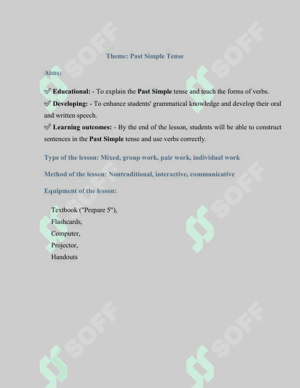 PAST SIMPLE TENSE DARS ISHLANMA 2