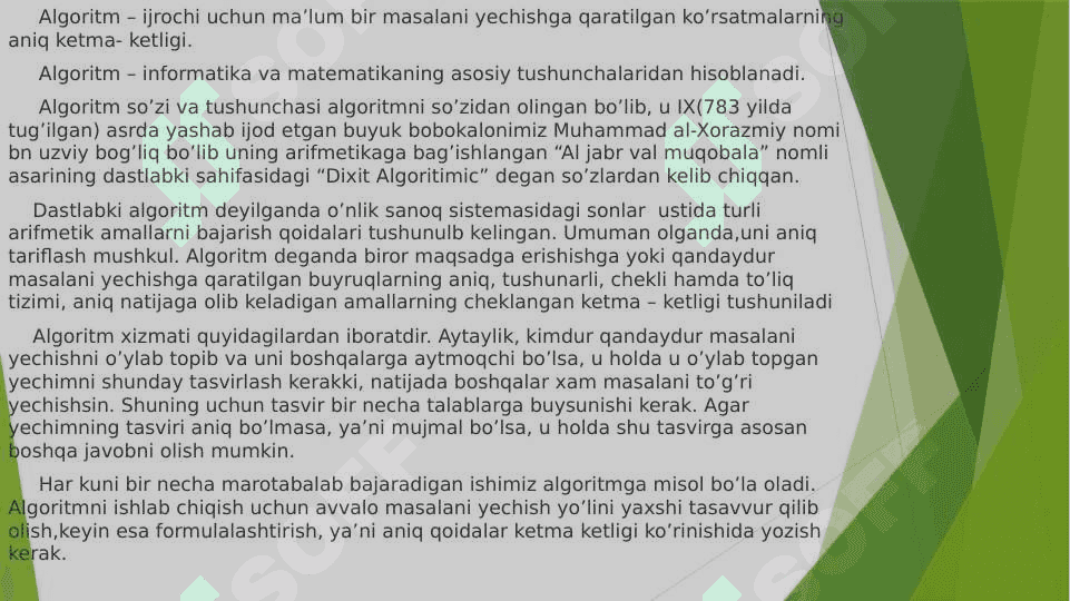 Algoritm turlari,xossalari,berilish usullari 2