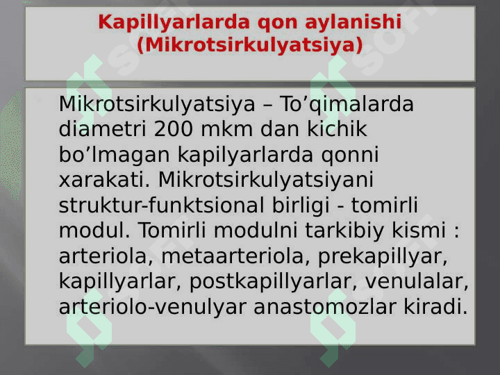 Mikrotsirkulyator havzada qon aylanishi 3