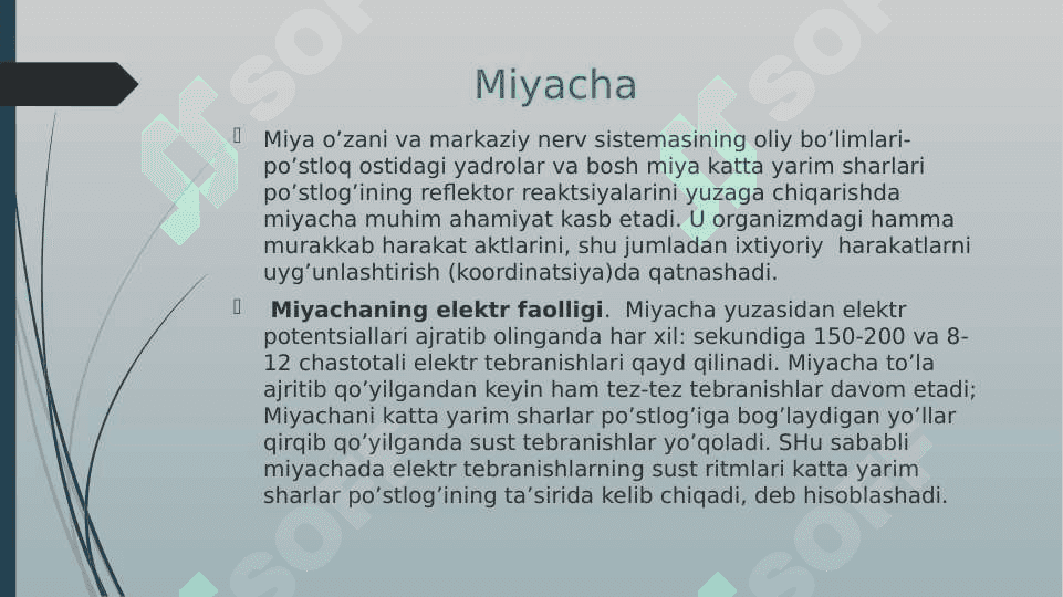 Bosh miya yarim sharlar po’stlog’ining fiziologiyasi. Bazal yadrolar. 2
