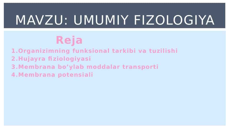 Umumiy fizologiya 1