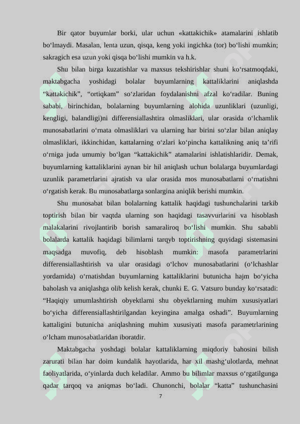 BOLALARNI PREDMETLAR OʻLCHAMI BILAN TANISHTIRISH VAZIFALARI. KOʻRGAZMALI QUROL YASASH 6