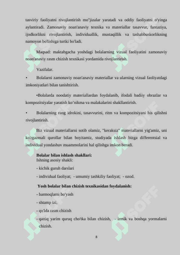Tasviriy faoliyat mashg’ulotlarida loyihani amalga oshirish metodari va usullari 8